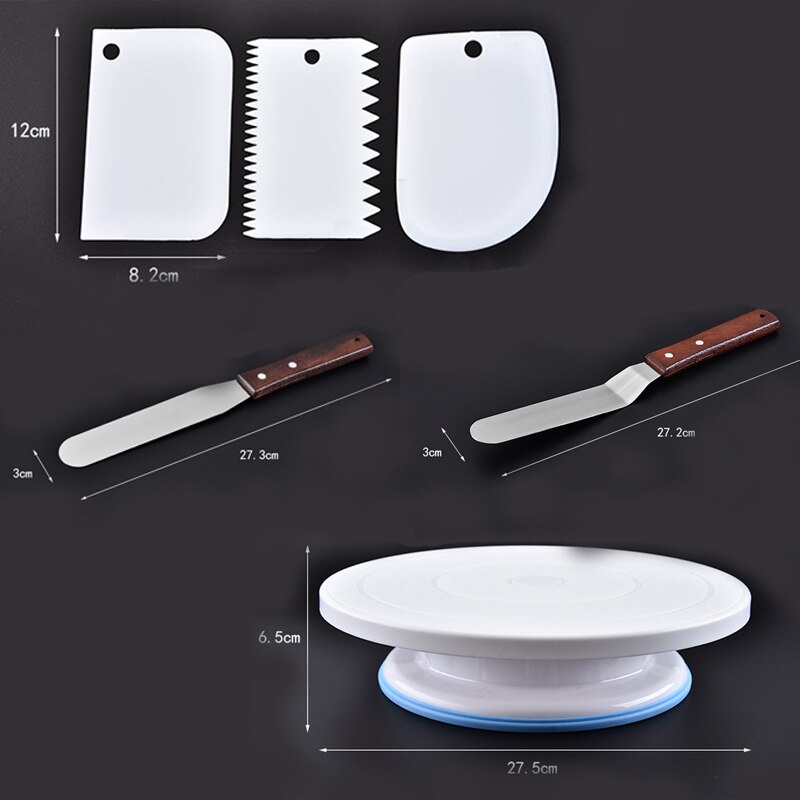 6Db Süteménykészlet Élelmiszeripari Szilikon Szerszámok Lemezjátszó Forgó Állvány Péksütemény Fésülés Simább Spatula Tésztakés Készlet - Image 6