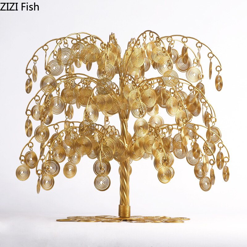 Kínai Feng Shui Bútor Készpénz Tehén Arany Kovácsoltvas Pénz Fa Dolgozószoba Dekor - Image 5