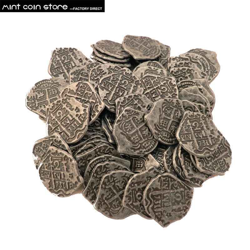 Európai Kincs Spanyolország Doubloon Arany Érme, Karibi Sorozat Kalóz Film Érme Különbség Színek Érmék Választott 100Db / Tétel - Image 2