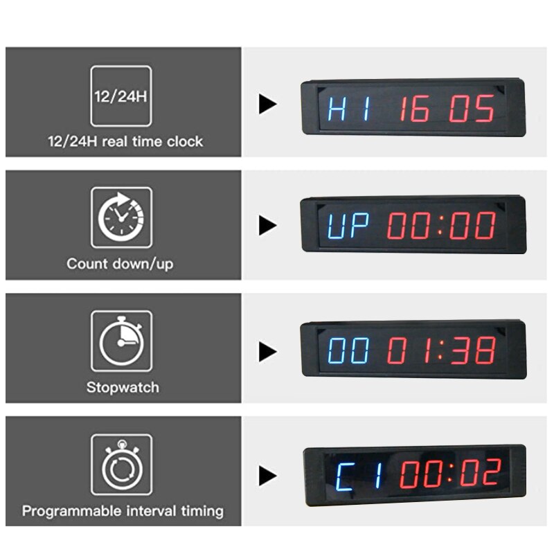 [Ganxin] Led Garage Gym Crossfit Boxer Időzítőre Tabata Emom Interval Programbare Countdown / Up Stopper Valós Idejű Klok - Image 2