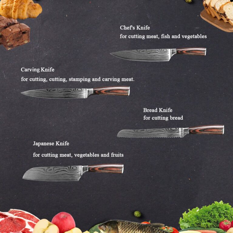 8Db Késkészlet Konyhai Kés Rozsdamentes Acél Vágott Faragott Hús Zöldségek Kenyér Csontos Gyümölcs Szakács Kések - Image 4