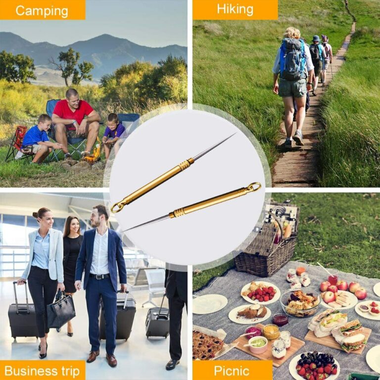 1Db Titanium Outdoor Edc Hordozható Multifunkciós Fogpiszkáló Gyümölcsvilla Kemping Eszköz Szájápolási Eszközök - Image 6