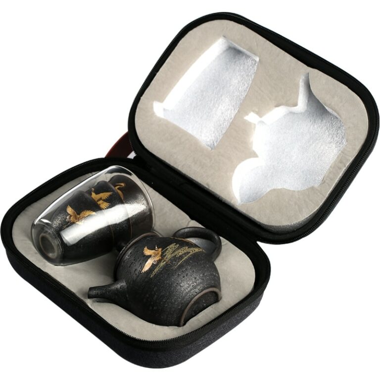 Tangpin Fekete Edények Kerámia Teáskanna 3 Csésze Repülő Daruval Hordozható Utazási Teáskészlet Drinkware - Image 5