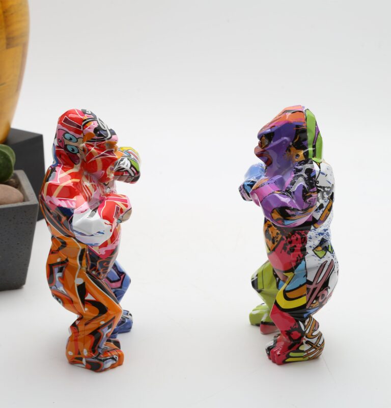 Színes Majom Orangután Kong Szoba Terem Díszítés Gorilla Szobor Geometriai Gyanta Modern Születésnapi Ajándék Esküvőre - Image 4