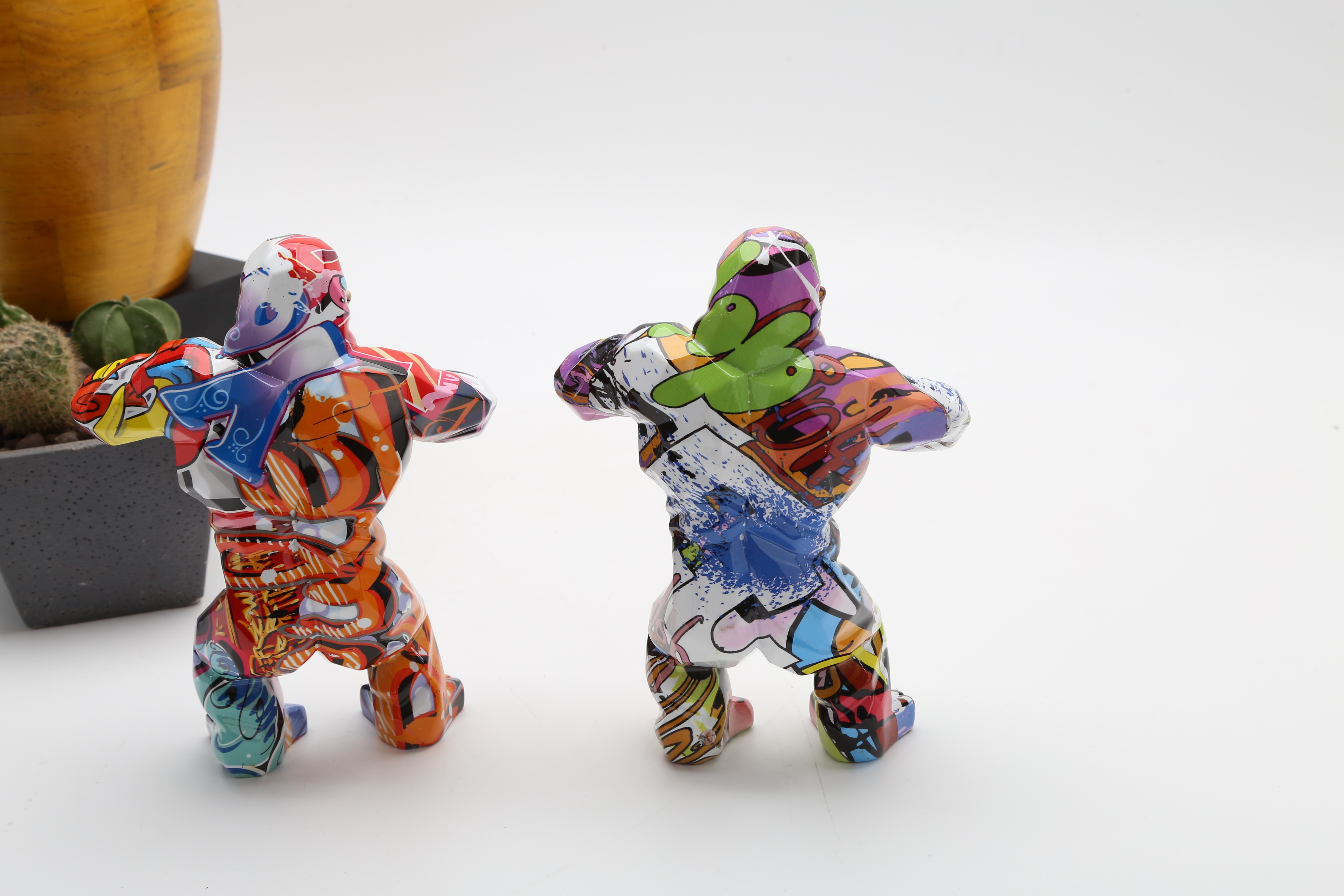 Színes Majom Orangután Kong Szoba Terem Díszítés Gorilla Szobor Geometriai Gyanta Modern Születésnapi Ajándék Esküvőre - Image 5