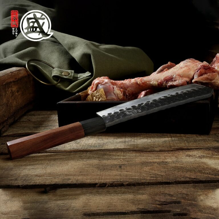 Mitsumoto Sakari 3 Rétegű Hitachi 12Cr15Mov Acél Konyhai Csont Aprító Konyhakés Kemping Túlélőkés Rózsafa Fogantyú - Image 4