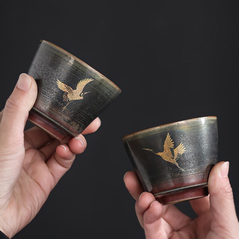 4Dcs Kerámia Csésze Ajándékdoboz Japán Retro Kemence Cseréje 60 Ml -Es Vízáru -Bár Dekoráció Háztartási Konyhai Készletek Italkészletek