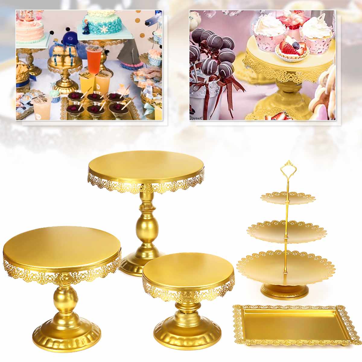 5Dbs Arany Kristály Süteménytulajdonos Cupcake Állvány Desszert Deszer Tányér Esküvői Születésnapi Party Dekoráció