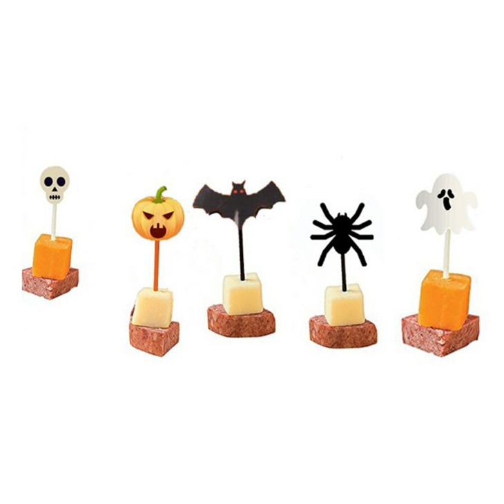 60 Készlet Halloween Gyümölcsvillák Szett Rajzfilmes Állati Aranyos Ételek Party Cupcake Toppers Gyerekek Születésnapi Dekoráció Asztali Edények