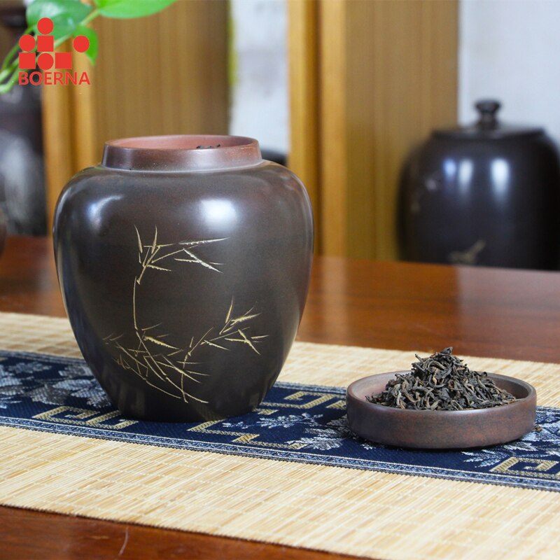 Boerna Nixing Puer Kézzel Készített Tea Doboz Kerámia Tea Tea Tea Konténer Konyhai Tárolás És Szervezés
