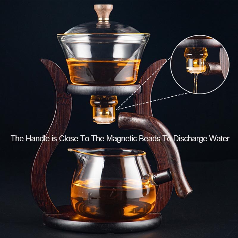 Borrey Glass Félig Automatikus Teakészlet Török ​​Csepegtető Tea Ceremónia Gaiwan Tea Teáskanna És Teáscsésze Erdős Állvány Kung Fu Teakészlettel