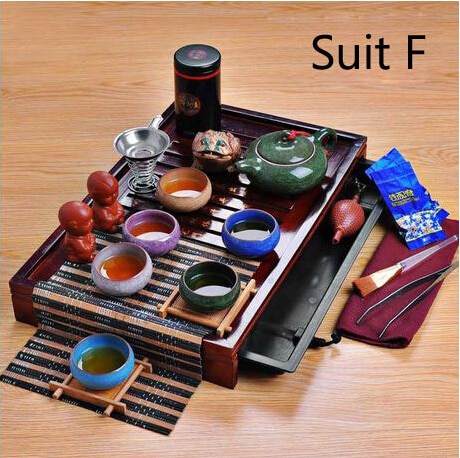 Forró Eladás Yixing Ceramic Kung Fu Tea Szettet Szilárd Fa Tea Tálca Teáskanna 27 Darabos Tea Öltöny
