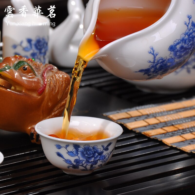 Kung Fu Tea Készlet A Teljes Vízforraló Kék És Fehér Porcelán Kerámia Teáskanna Szilárd Fa Tea Tálca Tea Ceremónia