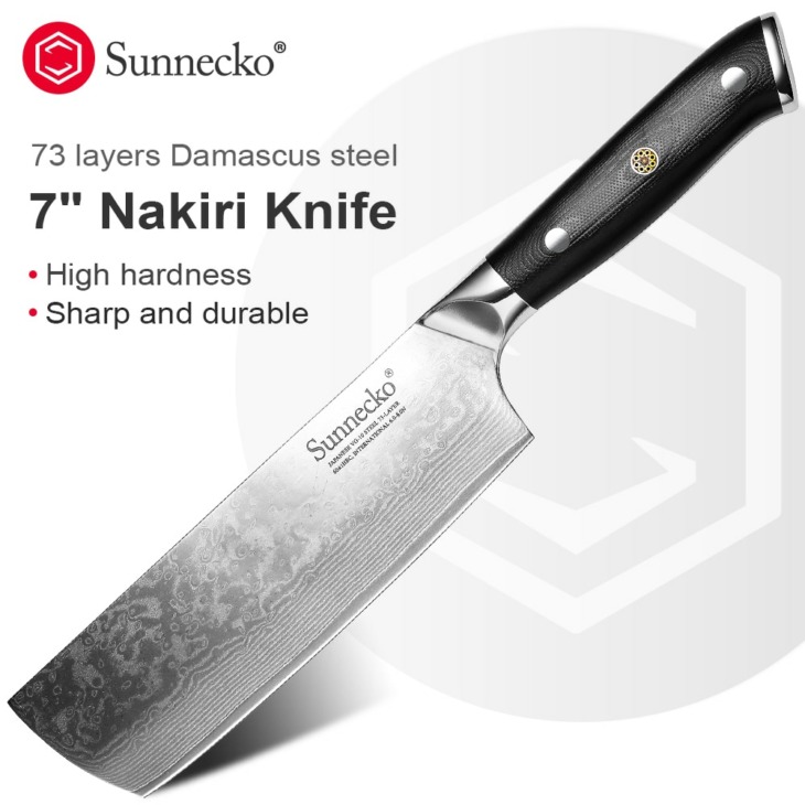 Sunnecko 7 "Cleaver Knife Japán Vg10 Acél Penge Konyhai Kés Borotva Éles Vágás G10 Fogantyú Séf Főzési Szerszámokhoz