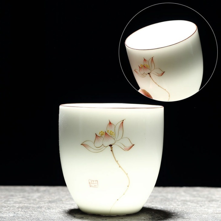 Tangpin 6 Dcs Hagyományos Kerámia Tea Csésze Kézzel Festett 6 Csésze Kínai Kung Fu Cup Porcelán Teáscsészék Italok 150Ml