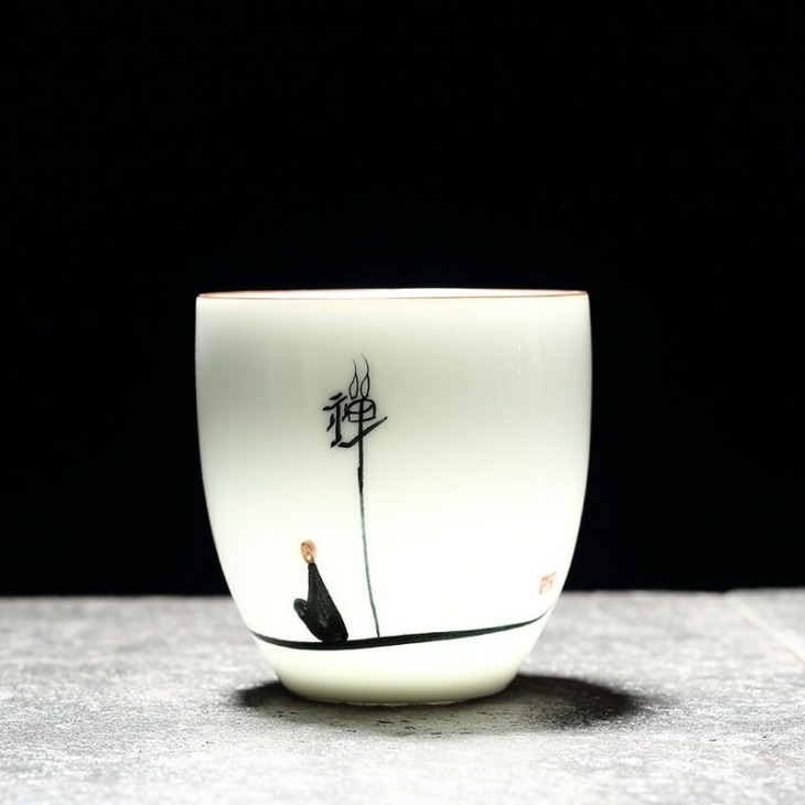 Tangpin 6 Dcs Hagyományos Kerámia Tea Csésze Kézzel Festett 6 Csésze Kínai Kung Fu Cup Porcelán Teáscsészék Italok 150Ml