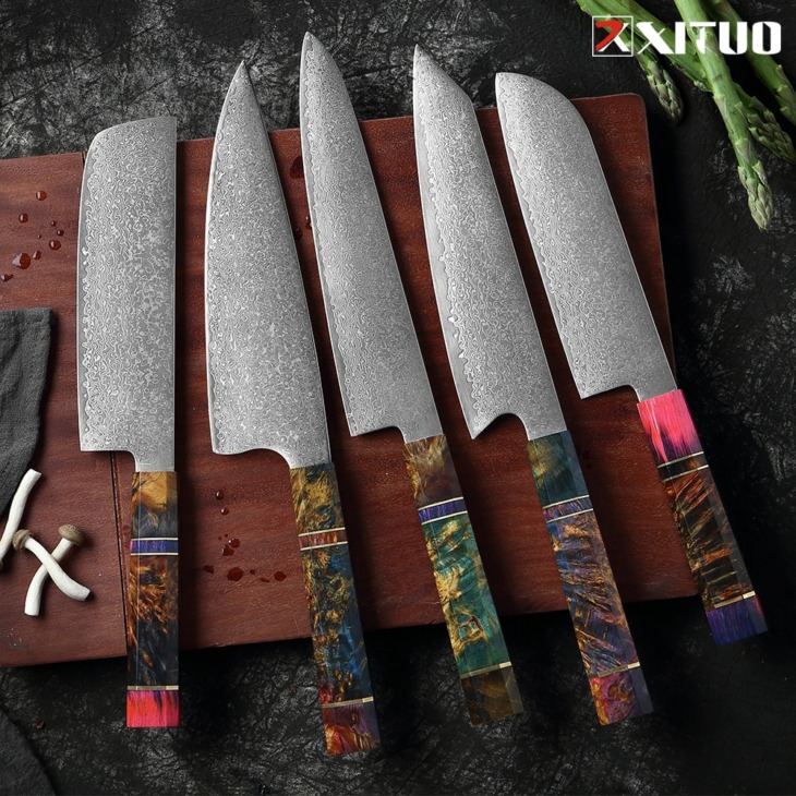 Xituo Kitchen Chef Knife 67 Rétegek Japán Damaszkusz Acél Ergonómiailag Megtervezett Nyolcszögletű Fa Fogantyú Hús Claver Új