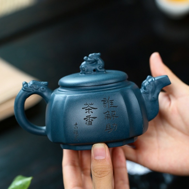 Yixing Híres Sárkány Tea Edény Kézzel Készített Kung Fu Vízforraló Sár Zöld Ajándékdoboz Kreatív Teárujával