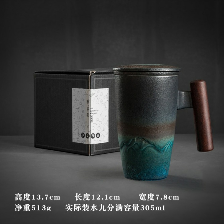 Kerámia Szűrő Tea Csésze Kézzel Készített Bögre Irodai Teáscsésze Fedél Kék Kreatív Csészékkel És Bögrékkel Dehua Szépség Üvegezett Retro Csésze Kávé