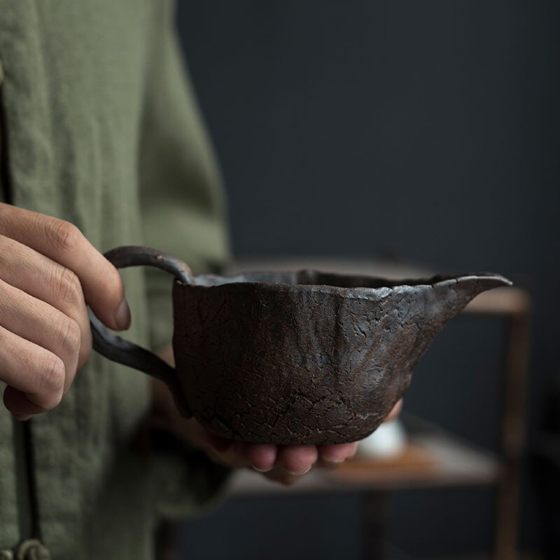 Japán Stílusú Művészeti Retro Kőedény Tisztességes Kupa Minimalista Otthoni Iroda Nagy Kapacitású Tea Adagoló Szűrő Csésze Tea Készlet