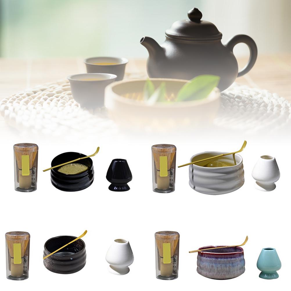 Matcha Tea Habverő Tea Kiegészítők Ceremic Matcha Tál Habverő Tartó Hagyományos Scoop Tea Kefe Tartó Készletek Japán Teakészletek
