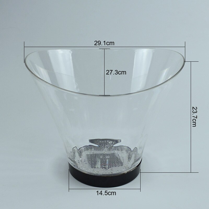 Átlátszó Fényes Jégvödör 6L Kerek Színes Led Műanyag Jég Vödör Akkumulátor Típusa Boritalok Sör - Image 4