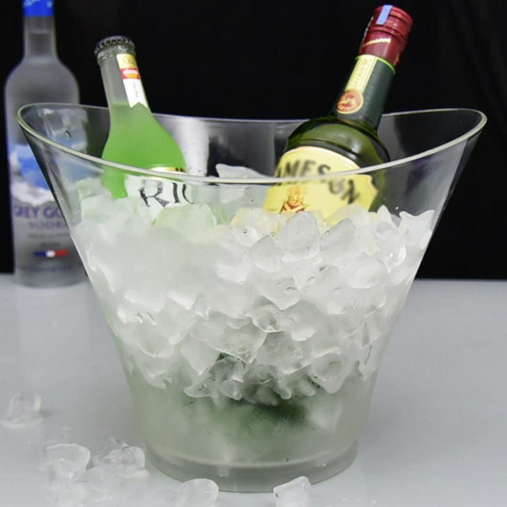 Átlátszó Fényes Jégvödör 6L Kerek Színes Led Műanyag Jég Vödör Akkumulátor Típusa Boritalok Sör - Image 5