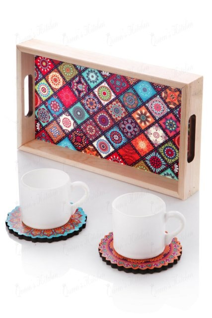 Ceramic 2 Pcs Coffee Cup with Base and Tray
