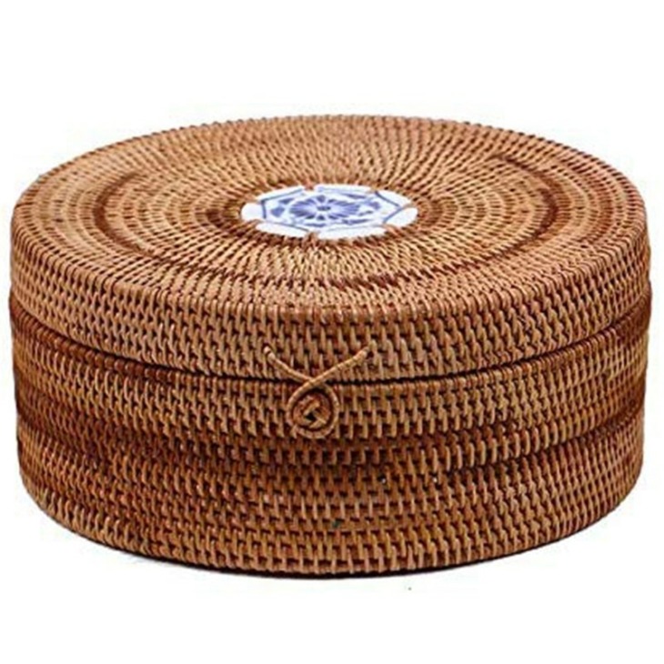Handmade-Rattan-Pu-Er-Tea-Cake-Storage-Box-Cake-Storage-Box-Can-Kitchen-Container-Storage Kézzel Készített Rattan Pu'Er Tea Süteménytározó Tortakár Tárolódoboz Konyhai Konténer Tárolása - Image 1