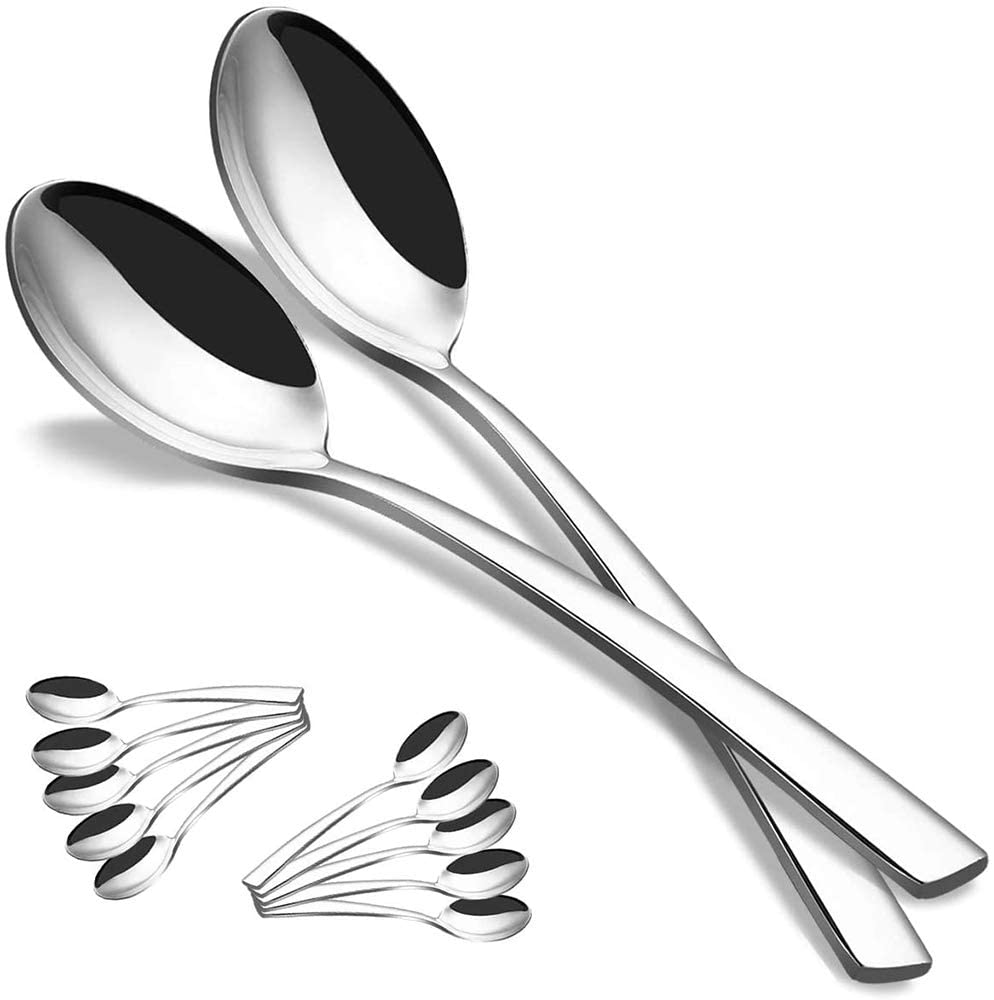 12PCS-Fashion-Stainless-Steel-Dessert-Spoons-Tea-Spoons-Dinnerware-Set-Flatware-Cutlery-set-Mirror-Polished-Modern 12Db Divat Rozsdamentes Acél Desszert Kanál Teakkorfanók Étkészletkészlet Sikatta Evőeszközök Tükör Polírozott Modern - Image 1