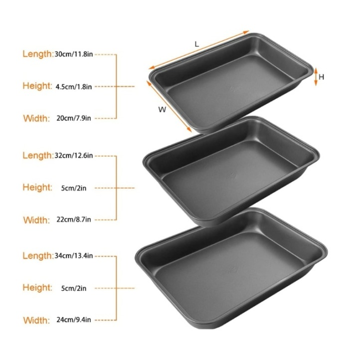 X7AB-Premium-Quality-Bakeware-Set-of-3-Roasting-Tins-Pans-Rectangle-Shape-Deep-Baking-Pans-Nonstick X7Ab Prémium Minőségű Bakeware Készlet 3 Pörkölt Konzervdobozok Téglalap Alakú Mély Sütés Serpenyők Nem Tapadó Süteménylemez Tartós - Image 1