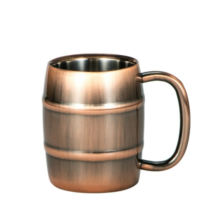 Double-Wall-Vacuum-Wine-Glass-Stainless-Steel-Vintage-Bronze-Barrel-Beer-Mugs-Belly-Beer-Mug Kettős Fal Vákuum Borospohár Rozsdamentes Acél Vintage Bronz Hordó Sör Bögrék Hasi Sör Bögre - Image 1