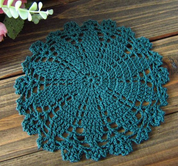 24 Darabos Kopott Elegáns Szüreti Megjelenés Hurkolt Doilies --- Sötétzöld Szín, 327 - Image 1