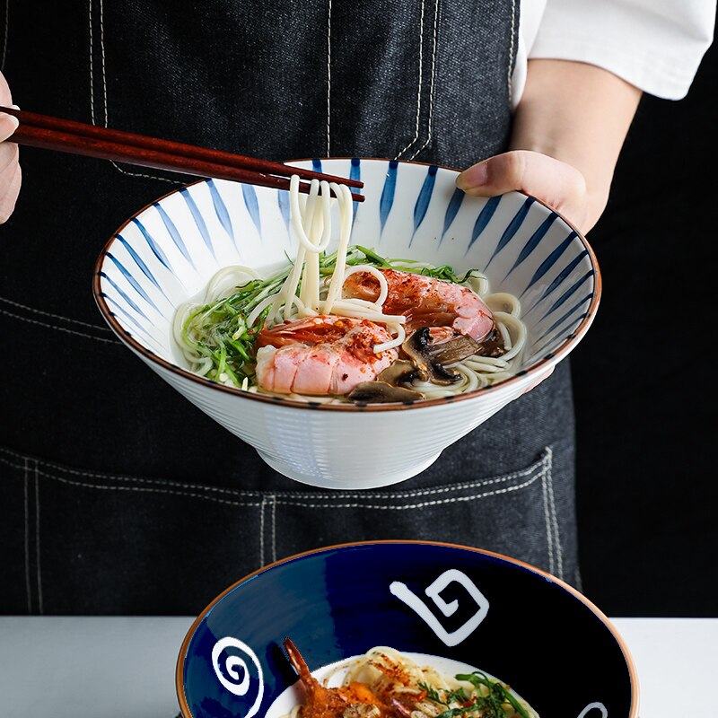 8 Hüvelyk Hüvelyk Japán Tészta Tál Saláta Rizs Gyümölcsleves Tál Ramen Tészta Tál Mikrohullámú Kerámia Étkészletek