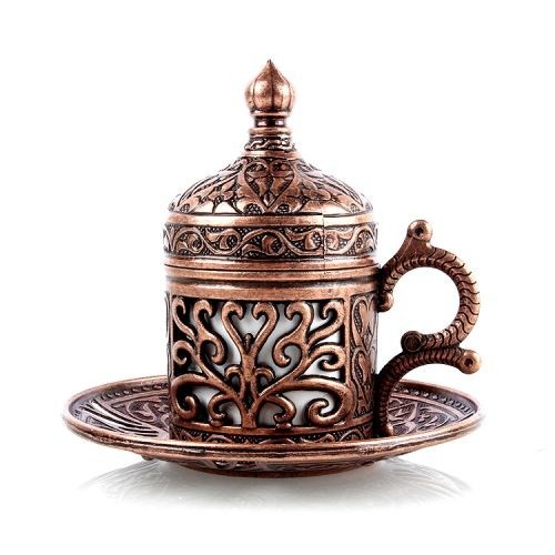 Handmade-authentic-Design-Turkish-Greek-Arabic-Coffee-Espresso-Set-for-1-Service-Cups-Saucers-Lids-Tray Kézzel Készített Autentikus Kialakítás Török Görög Arab Kávé Eszpresszó Szett 1 Szervizhez, Csésze Csészealjak Fedelek Tálca Öröm Cukorka Étel Ajándék - Image 1