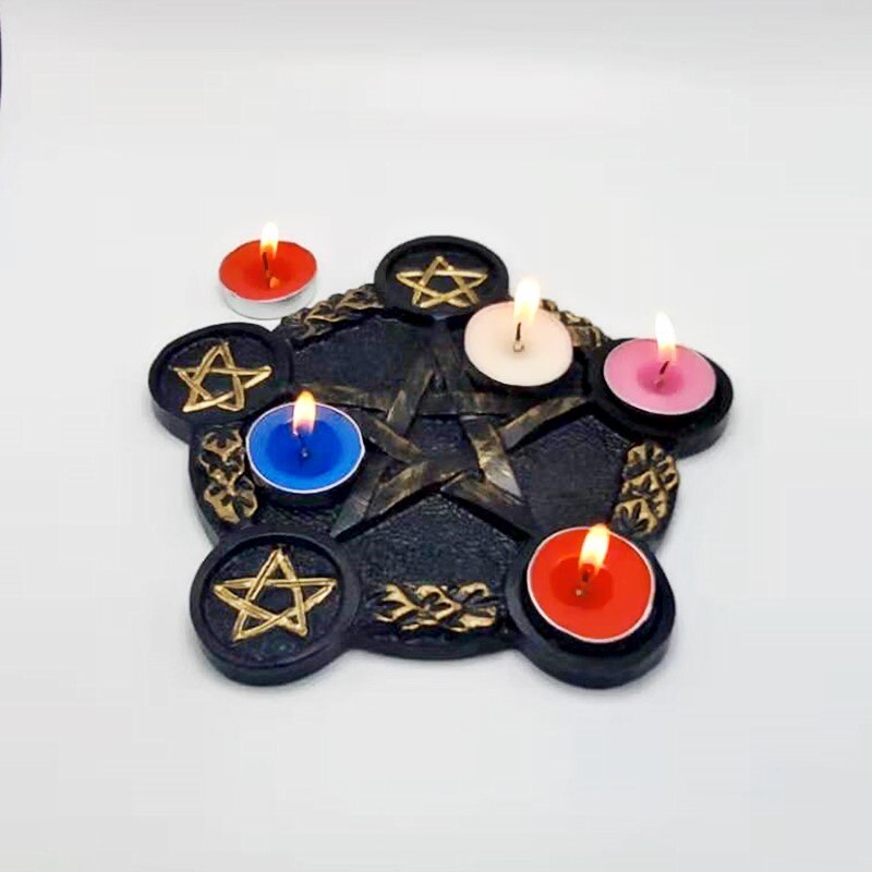 Pentagram Gyertyatartó Szilikon Penész Diy Gyártás Gipszmodell Oltár Ünnepi Dekorációs Dekorációs Eszköz - Image 3