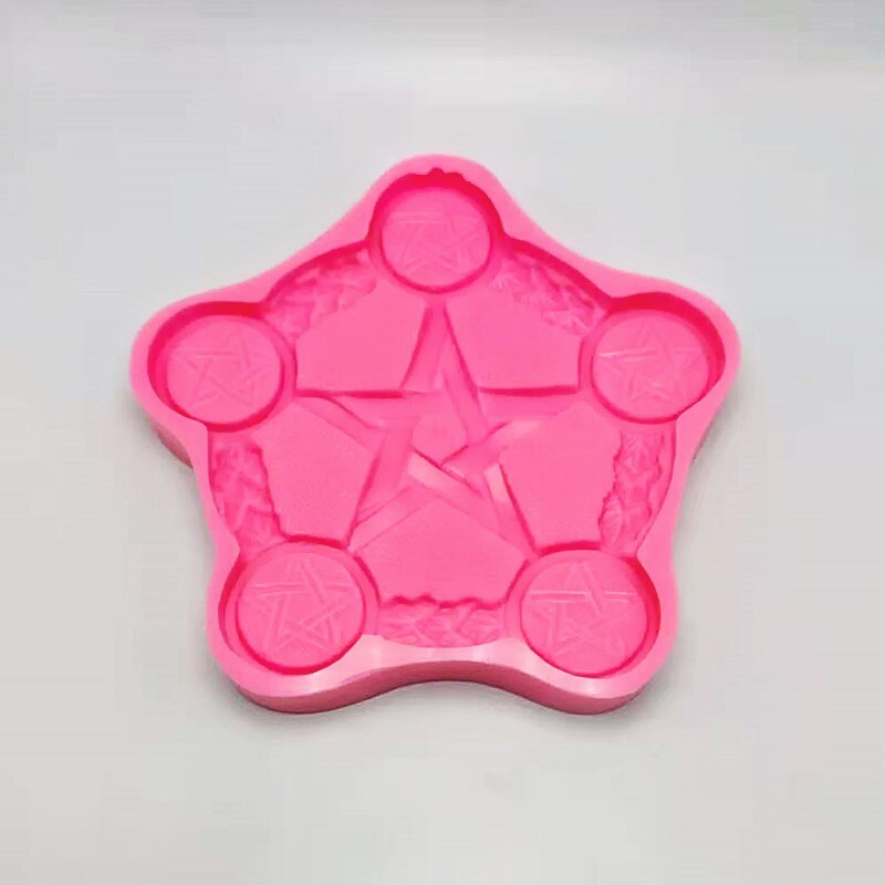 Pentagram Gyertyatartó Szilikon Penész Diy Gyártás Gipszmodell Oltár Ünnepi Dekorációs Dekorációs Eszköz - Image 5