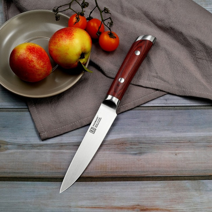SUNNECKO-5-inch-Utility-Kitchen-Chef-Knife-Cutting-Tools-German-1-4116-Steel-58HRC-Strong-Sharp Sunnecko 5 "Hüvelykes Közmű Konyhai Szakács Késvágó Szerszámok Német 1.4116 Acél 58 Órás Erős Éles Borotvapenge Színű Fa Fogantyú - Image 1