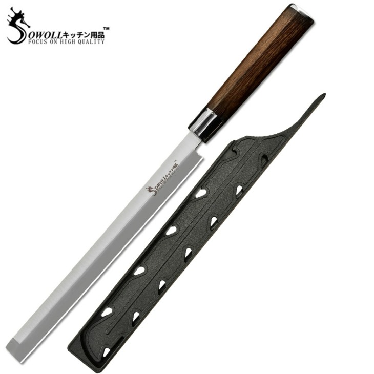 Sowoll-Stainless-Steel-9-Inch-Sushi-Chef-Knife-Japanese-Sashimi-Kitchen-Salmon-Knives-Yanagiba-Watermelon-Knife-1 Sowoll Rozsdamentes Acél 9 Hüvelykes Sushi Séf Kés Japán Sashimi Konyha Lazac Kések Yanagiba Görögdinnye Késsel - Image 1