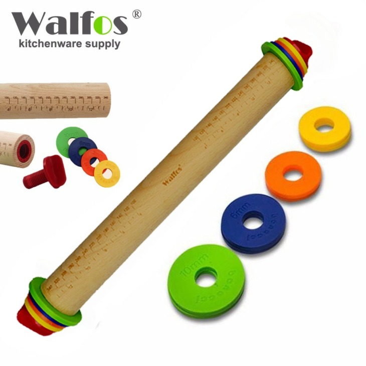 WALFOS-Food-Grade-Wood-Rolling-Pin-Fondant-Paste-Cake-Roller-Cake-Bakeware-Tool-Wooden-Rolling-Pin Walfos Élelmiszer-Minőségű Fa Gördülő Csap Fondant Paszta Torta Görgő Sütemény Sütőedény Szerszám-Wooden Gördülő Tű Sütés És Tésztaeszközök - Image 1