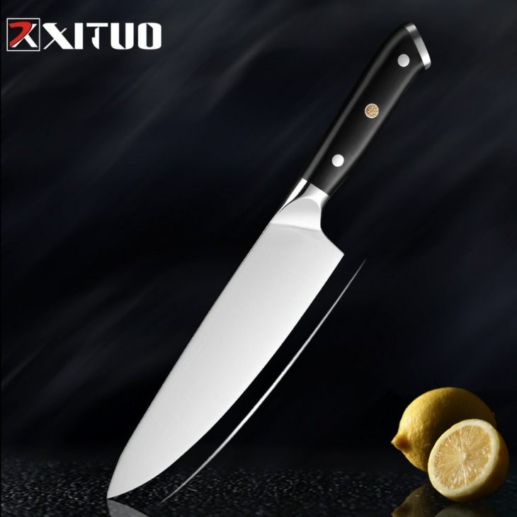 XITUO-8-inch-Chef-Knife-Vegetable-Meat-Kitchen-Knives-German-High-Carbon-Stainless-Steel-Santoku-knife Xituo 8 "Hüvelykes Séf Kés Zöldséghús Konyhai Kések Német, Magas Széntartalmú Rozsdamentes Acél Santoku Kés Cleaver Főző Szerszám - Image 1