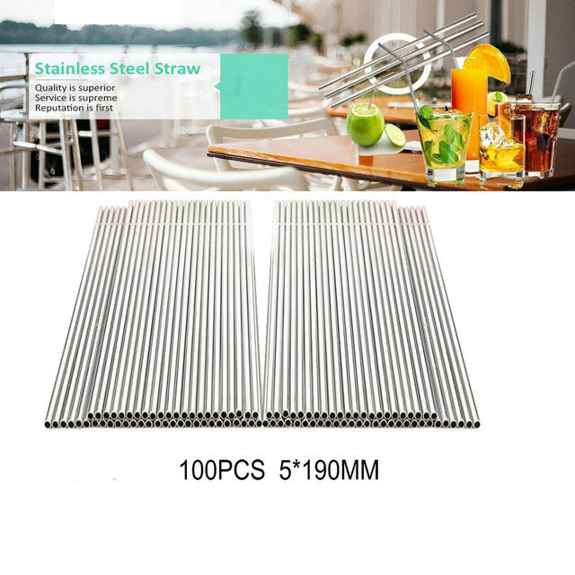 Reusable-100PCS-Lot-5-190mm-Metal-Straw-Stainless-Steel-Straw-for-Child-and-Adult-Factory-Wholesale Újrafelhasználható 100Db/Tétel 5*190 Mm Fém Szalma Rozsdamentes Acél Szalma Gyermek- És Felnőtt Gyári Nagykereskedelemhez - Image 1