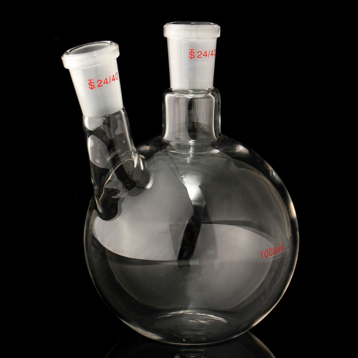 1000ml-2-Neck-24-40-Flat-Bottom-Glass-Flask-Laboratory-Boiling-Bottle-Lab-Supplies-Glassware-Kit 1000 Ml 2 Nyak 24/40 Lapos Alsó Üveg Lombik Laboratóriumi Forró Palack Labellátás Üvegkészlet Átlátszó Kémia - Image 1
