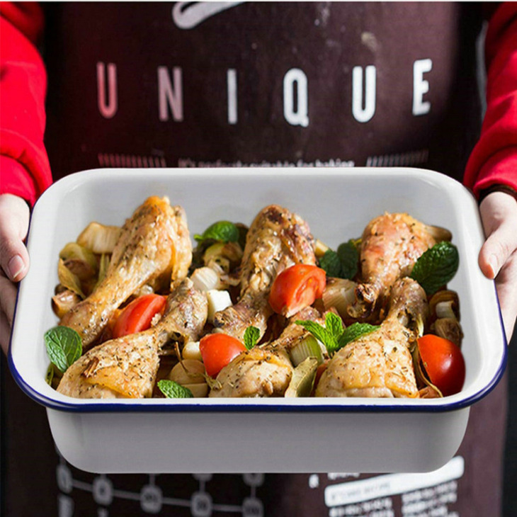 1PCS-Enamel-Baking-Tray-Pastry-Biscuit-Bake-Cake-Pan-Food-Plates-Storage-Tray-Dinnerware 1Db Zománc Sütőtálcás Tészta Keksz Sütő Sütemény Panza Étel Tányérok Tároló Tálca Étkészlet - Image 1