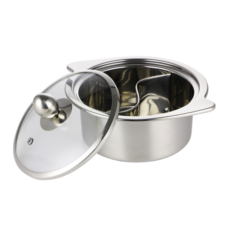 Casserole-Stainless-Steel-1600ml-Camping-Outdoor-Home-Use-Cooking-Pot-Stew-Pot-With-2-Grid-Devide Rakott Rozsdamentes Acél 1600 Ml Kemping Kültéri Otthoni Főző Edény Pörkölt Edény 2 Rács Devide Mini Hasznos Edények Edény - Image 1