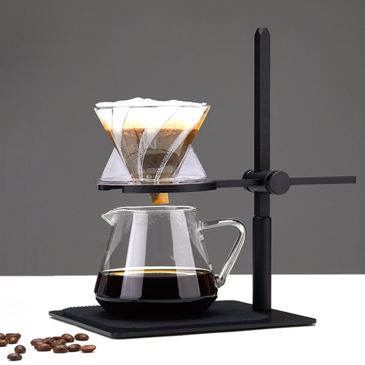 Coffee-Drip-Pour-Over-Filter-Stand-Hand-Brewing-Holder-Coffee-Station-Black-Drip-Coffee-Maker-Stand Kávécsepp Öntsön Át A Szűrőállványt Kézi Sörfőző Tartó Kávéfőző Fekete Csepp Kávéfőző Állvány Fa Alap - Image 1