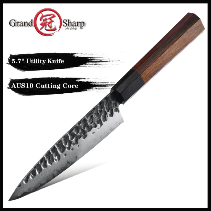 Grandsharp-Handmade-Petty-Knife-5-7-Japanese-AUS10-3-Layers-Steel-Chef-Japanese-Kitchen-Knife-Home Grandsharp Kézzel Készített Kiskés 5.7 '' Japán Aus10 3 Rétegek Acél Szakács Japán Konyhai Kés Otthoni Főzési Szerszámok Paring Kés - Image 1