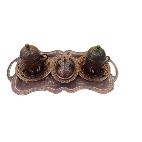 Handmade-authentic-design-turkish-greek-arabic-coffee-Espresso-set-2-service-cups-lid-tray-arbitrary-candy Kézzel Készített Hiteles Kialakítású Török Görög Arab Kávé Eszpresszó Szett 2 Szerviz, Csésze Fedél Tálca Önkényes Cukorkák Ajándéka - Image 1