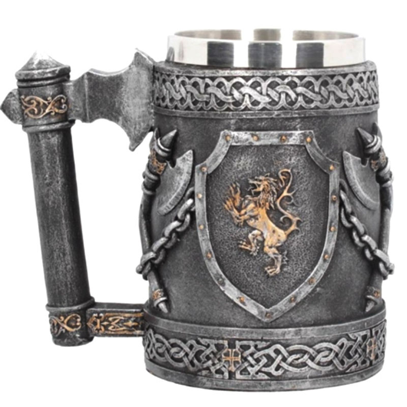 Medieval-Hatchet-Design-3D-Beer-Mug-Big-Capacity-Tankard-Stainless-Steel-Resin-Coffee-Cups-and-Mugs Középkori Hatchet Design 3D Sör Bögre Nagy Kapacitású Tankard Rozsdamentes Acél Gyanta Kávéscsészék És Bögrék Karácsonyi Halloween Ajándék - Image 1