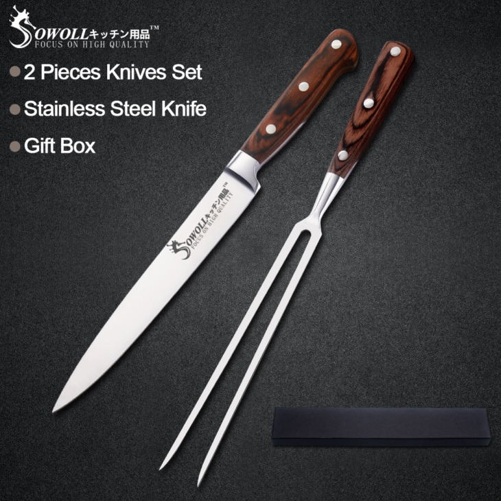 Sowoll-BBQ-Tools-8-inch-Stainless-Steel-Slicing-Kitchen-Knife-Barbecue-Fork-Gift-Box-For-Fish Sowoll Bbq Szerszámok 8 Hüvelykes Rozsdamentes Acél Szeletelő Konyhai Kés Grillezés Villa Ajándékdoboz Halhús Túrázás Főzési Kiegészítők - Image 1